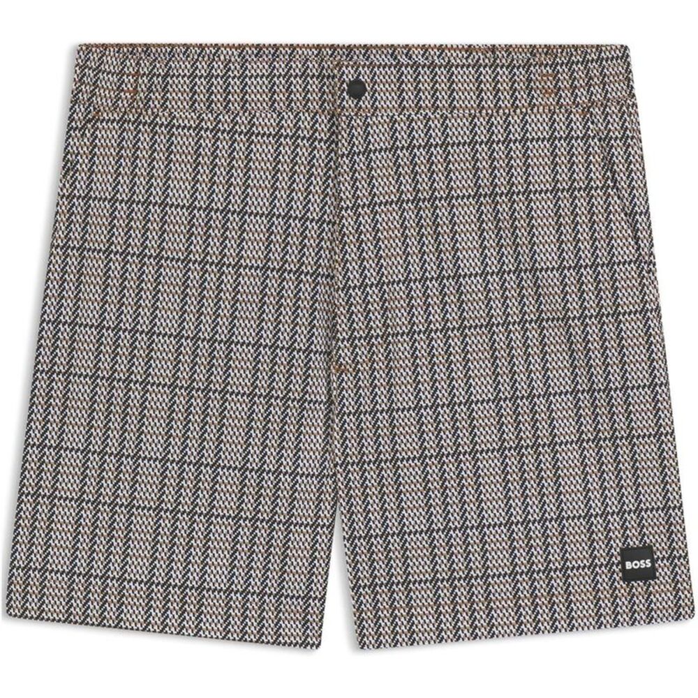 Boss Mens Plaid Swim Shorts / Black